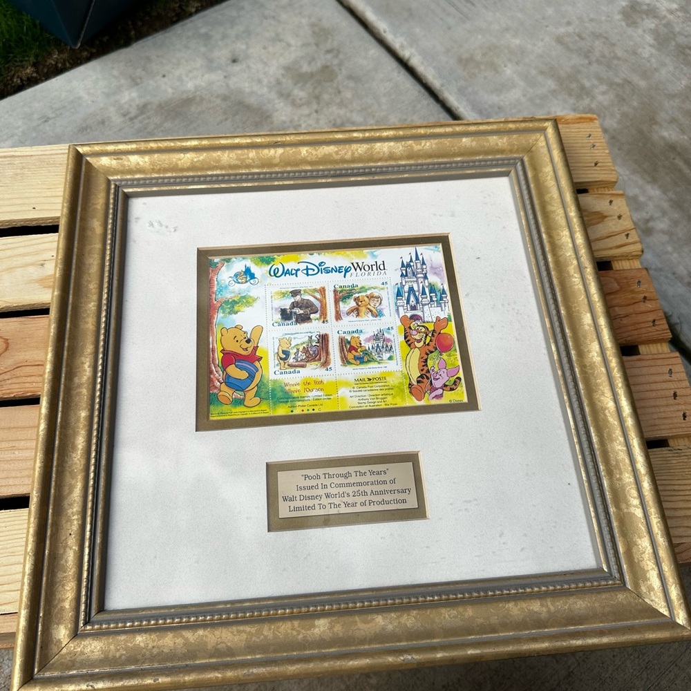 Disney Gold and Cream Framed Art with Winnie the Pooh